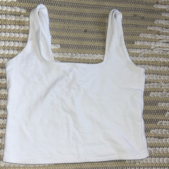 Square Neck White Cropped Tank - Picture 3 of 5